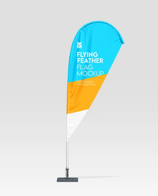 Free Flying Feather Flag PSD Mockup