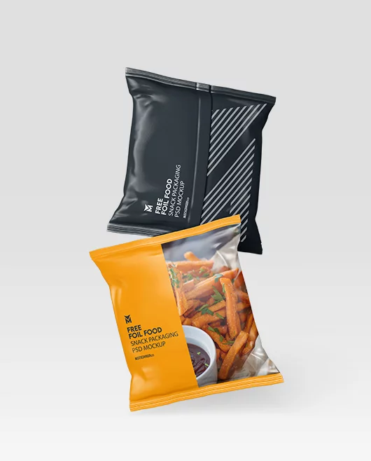 Free Foil Food Snack Packaging PSD Mockup