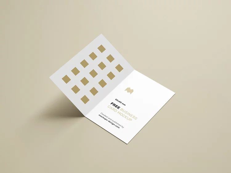 Free Folded Business Card PSD Mockup