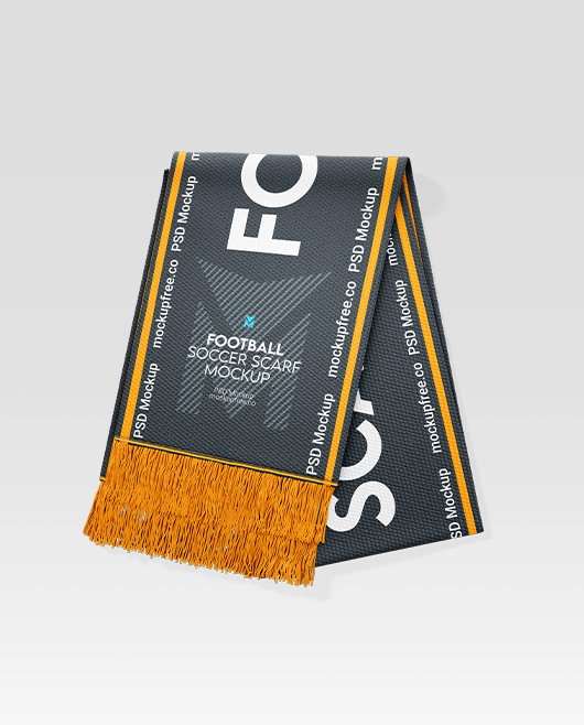 Free Football Soccer Scarf Mockup Set in PSD for Photoshop