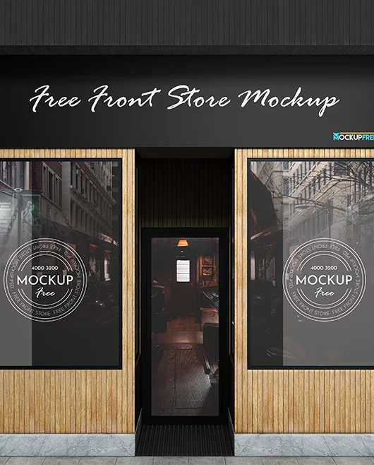 Free front store mockup psd