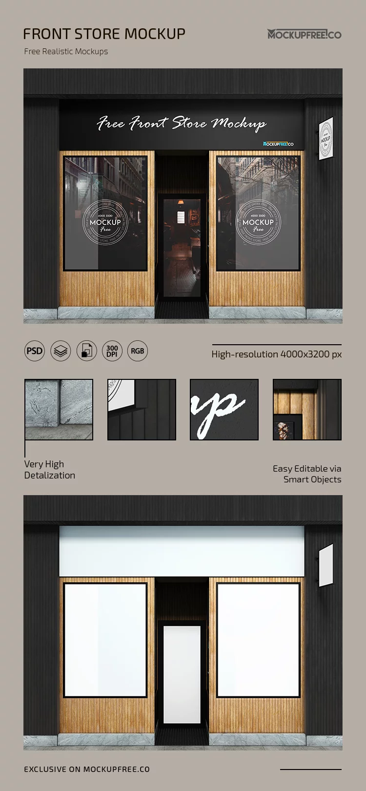 Free front store mockup psd