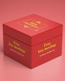 Free gift box PSD mockup