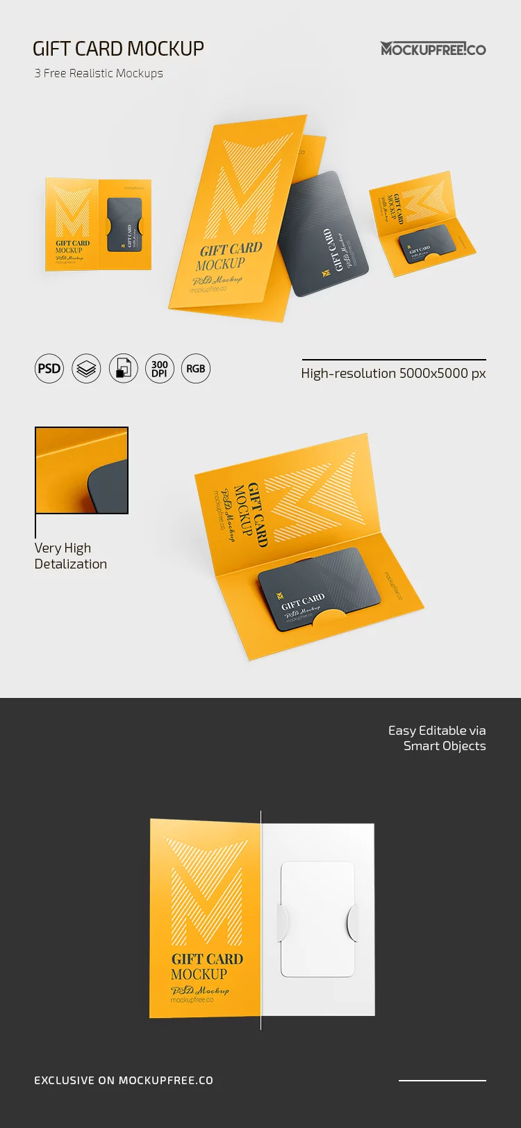 Free Gift Card PSD Mockup