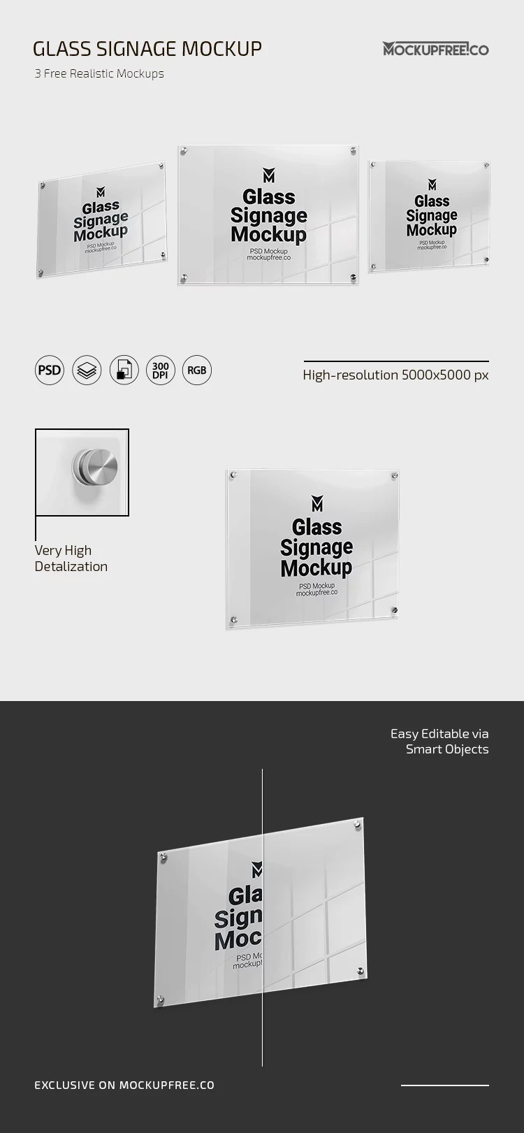 Free Glass Poster Holder Mockup PSD Set - Good Mockups