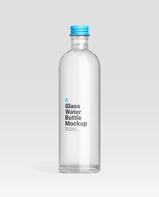 Free Glass Water Bottle PSD Mockup