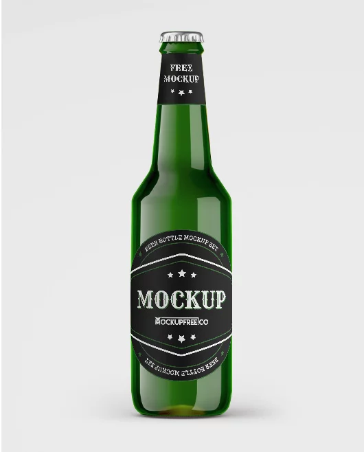 Free Green Beer Bottle PSD Mockups