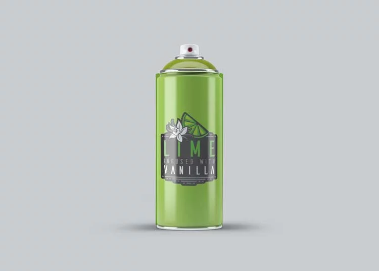 Free Green Paint Spray Bottle PSD Mockup