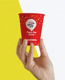 Free Hand Up Holding Paper Cup PSD Mockup