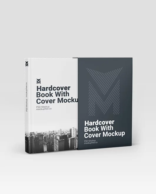 Free Hardcover Book With Cover PSD Mockup