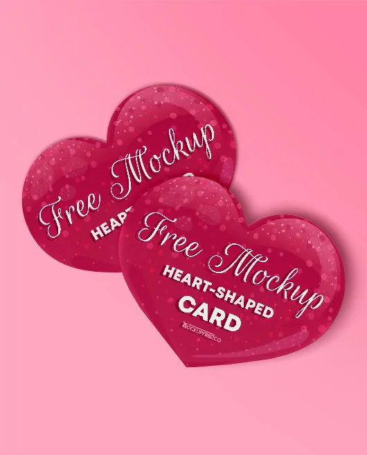 Free Heart-Shaped Card – 4 PSD Mockups