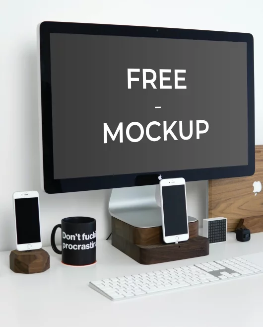 Free iMac Mockup PSD Perspective