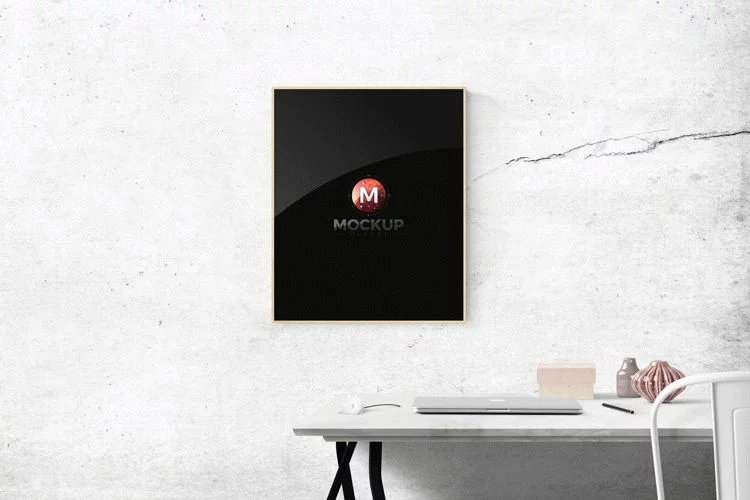 Free Indoor Photo Frame Mockup PSD Template