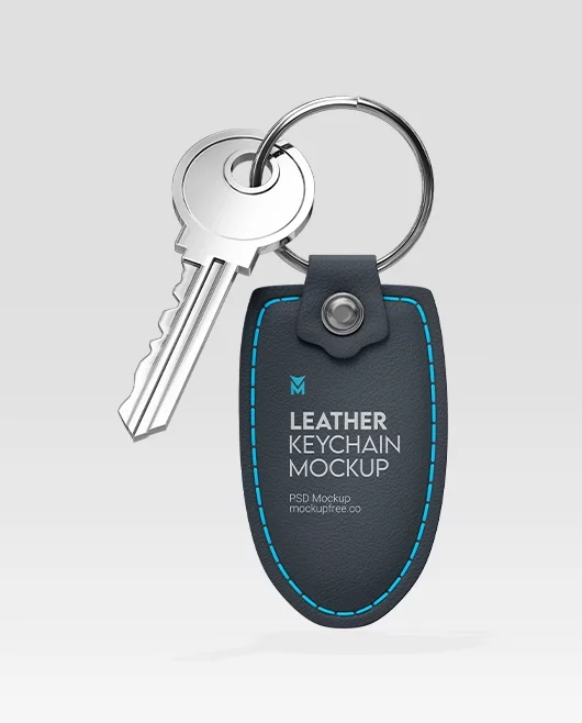 Free Leather Keychain PSD Mockup