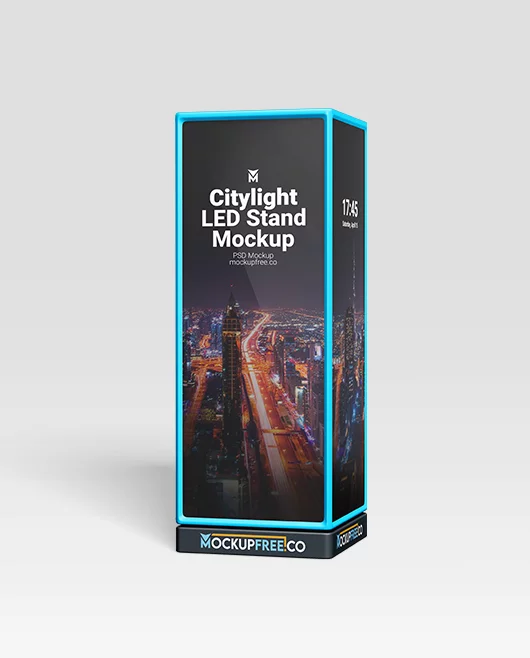 Free LED Citylight Stand PSD Mockup