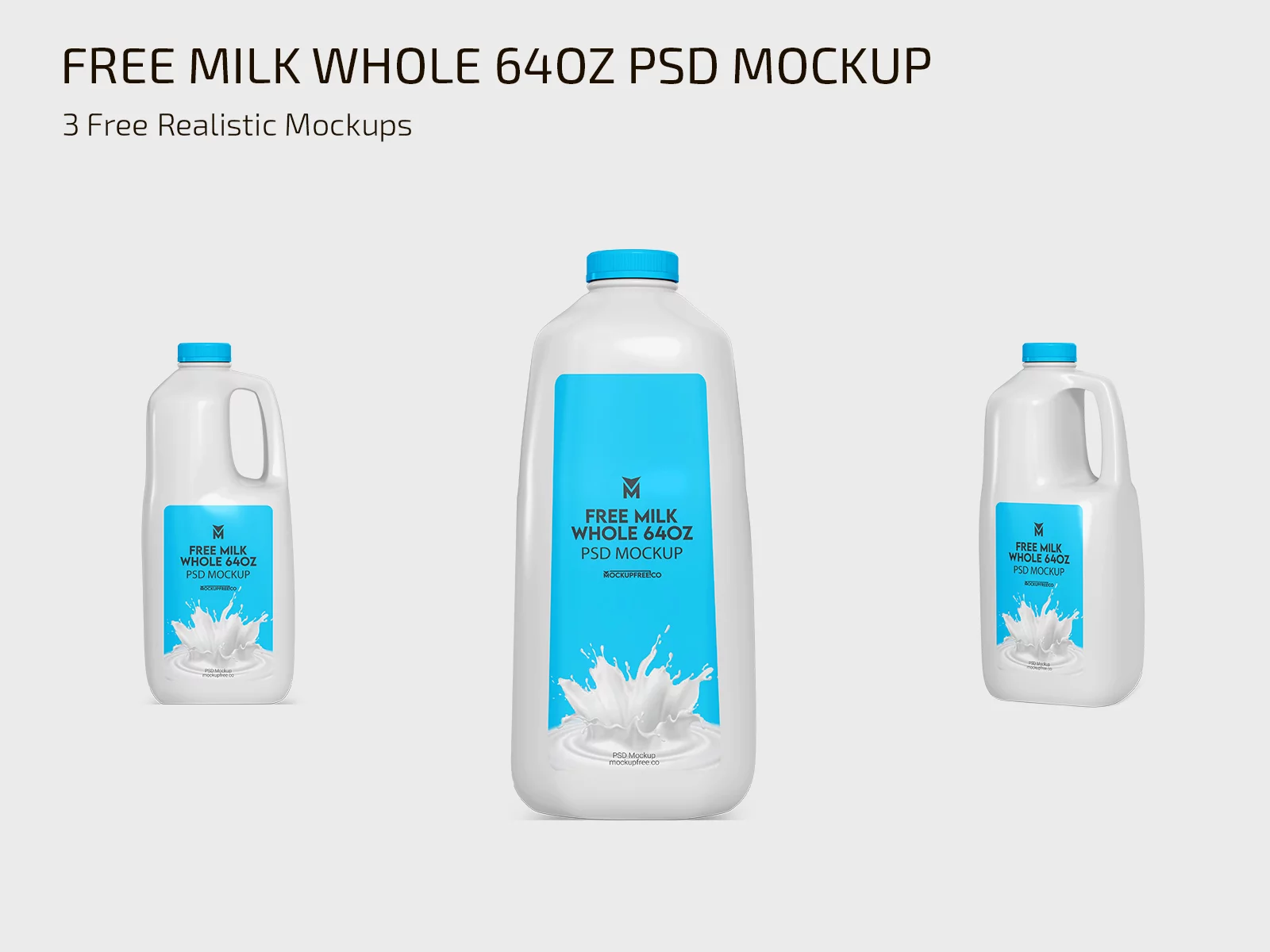 Free Milk Whole 64oz PSD Mockup Set for Photoshop