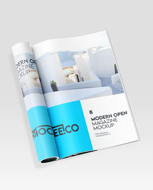 Free Modern Open Magazine PSD Mockup
