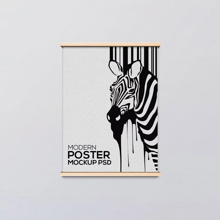 Free Modern Wooden Poster Frame PSD Mockup