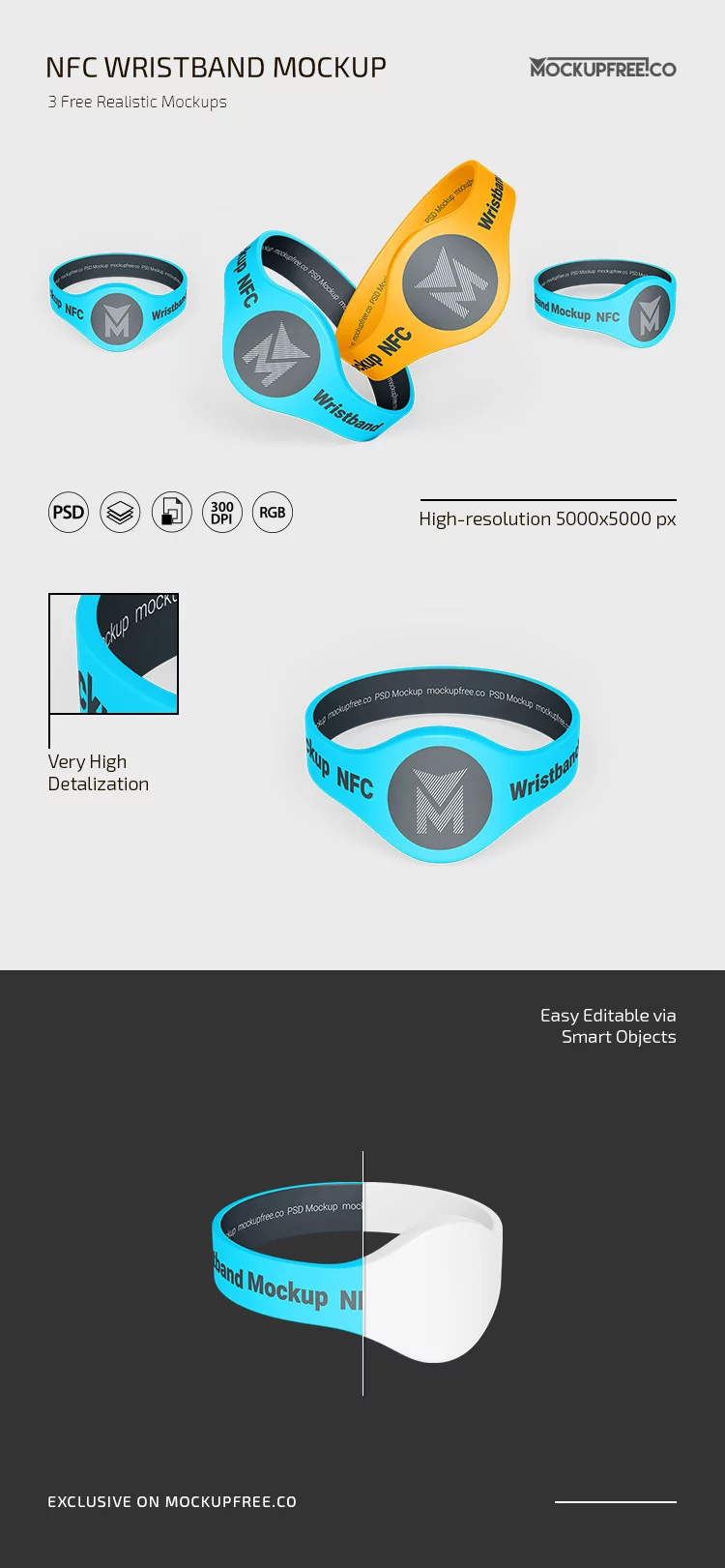 Free NFC Wristband PSD Mockup