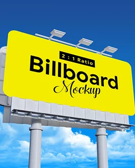 Free Outdoor Advertising Rounded Corners Billboard Mockup PSD
