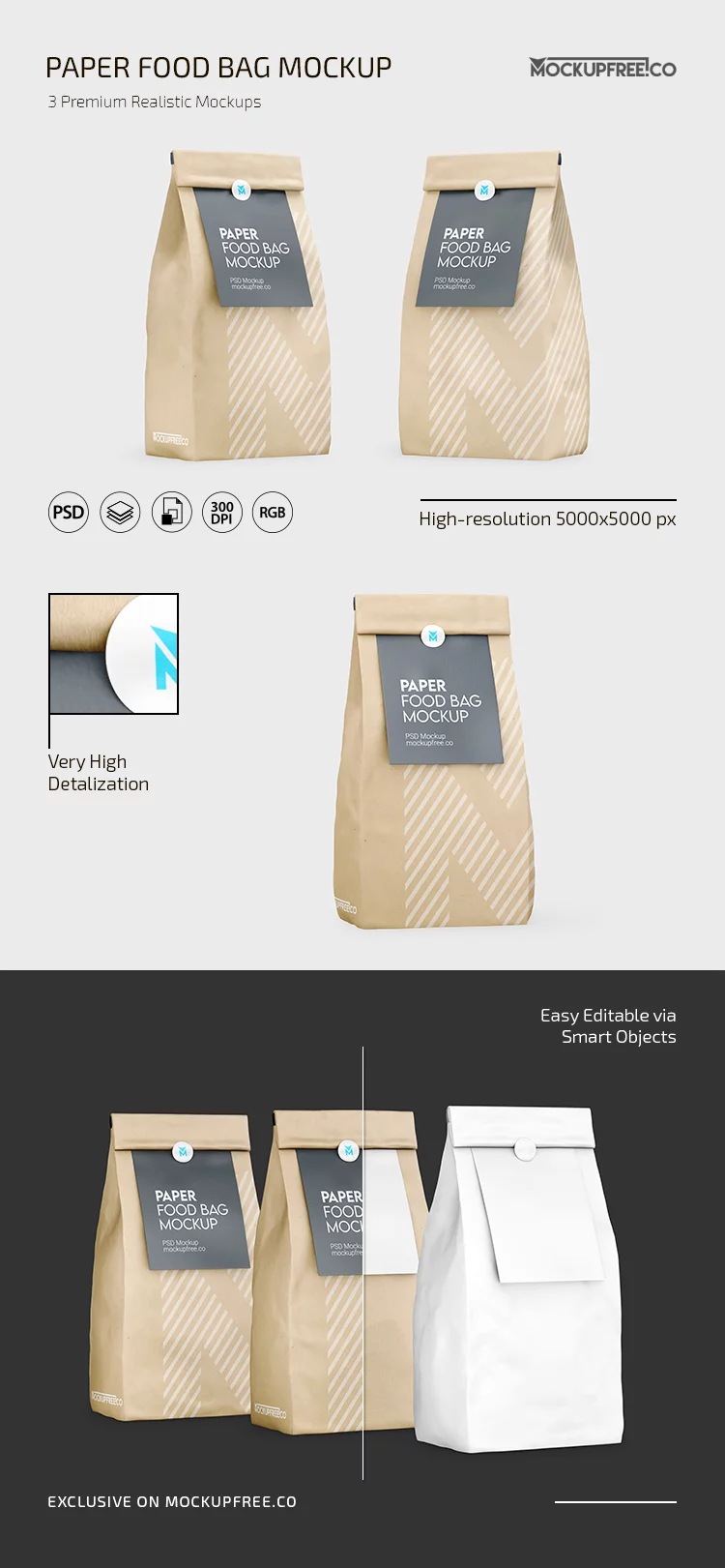 Free Paper Food Bag Mockup PSD Template