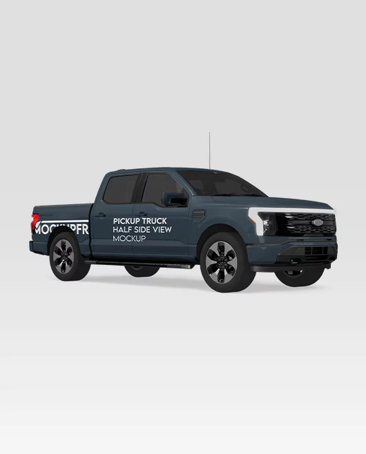 Free Pickup Truck Half Side View Mockup PSD