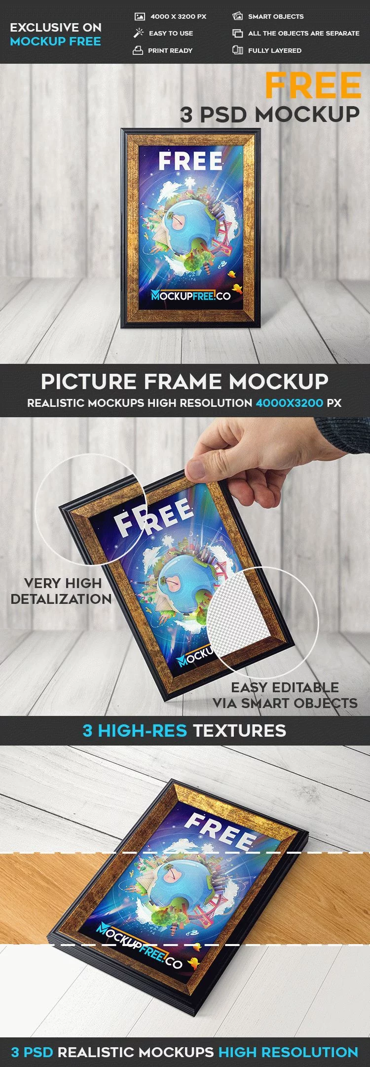 Free Picture Frame PSD Mockup