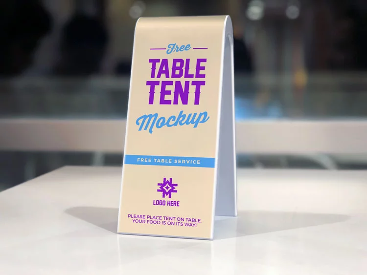 Free Plastic Table Tent Mockup PSD
