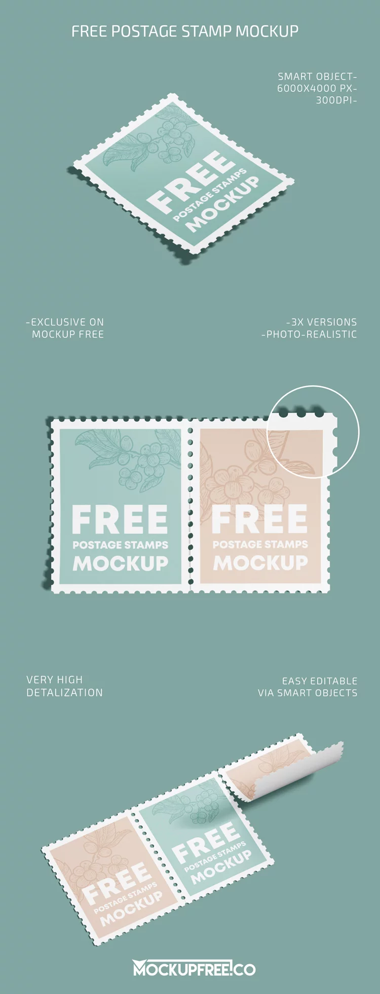 Free Postage Stamp PSD Mockup