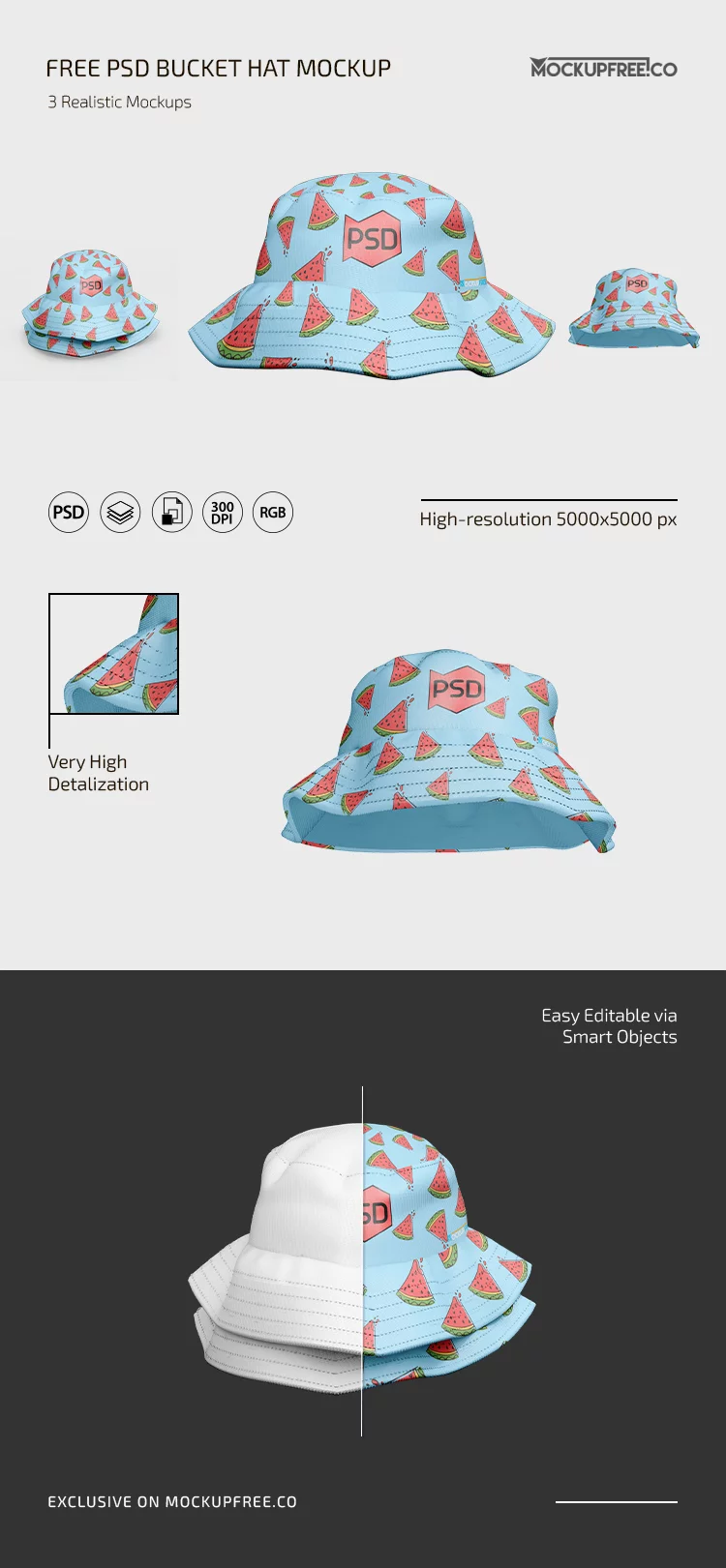 Free PSD Bucket Hat Mockup Template