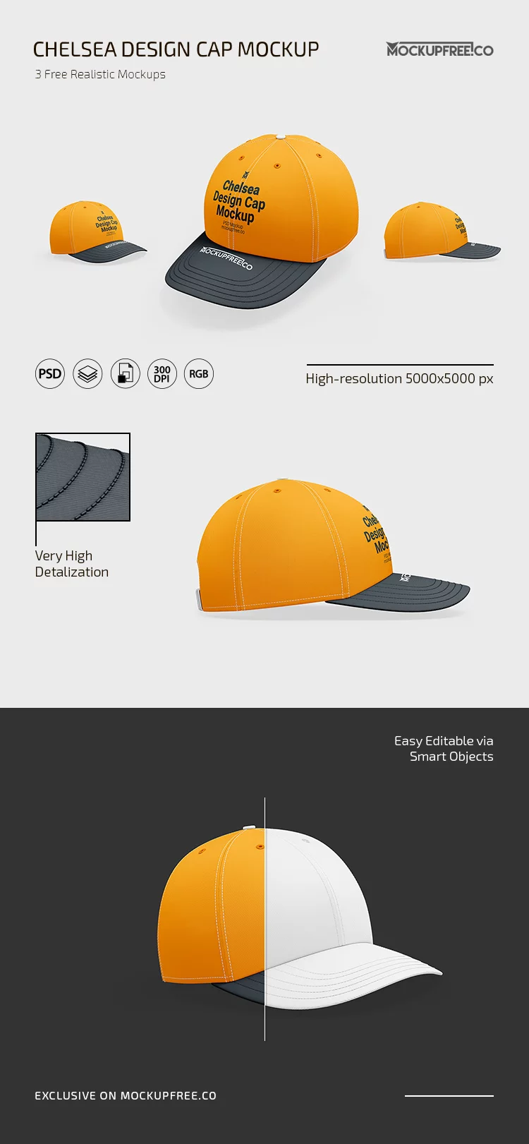 Free PSD Chelsea Design Cap Mockup