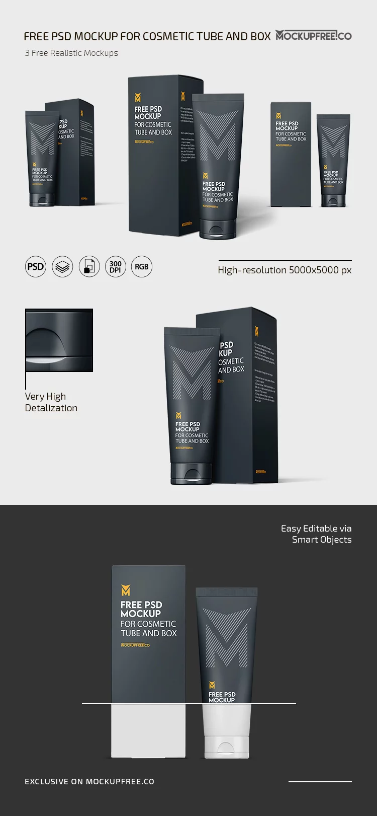 Free PSD Mockup for Cosmetic Tube and Box