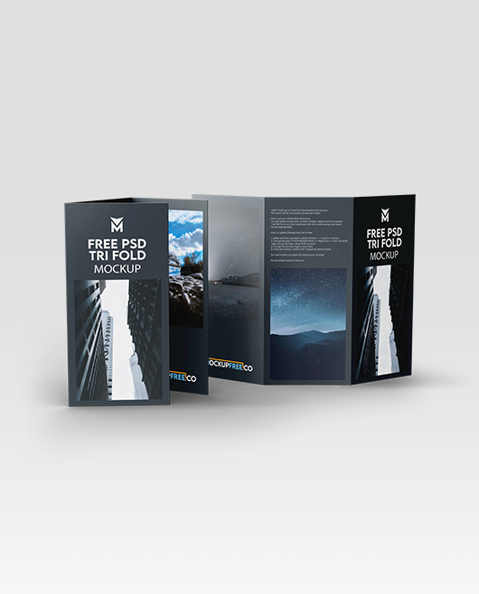 Free PSD Tri Fold Mockup Template Set for Photoshop