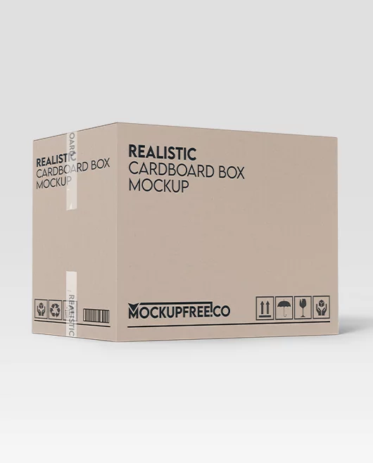 Free Realistic Cardboard Box PSD Mockup