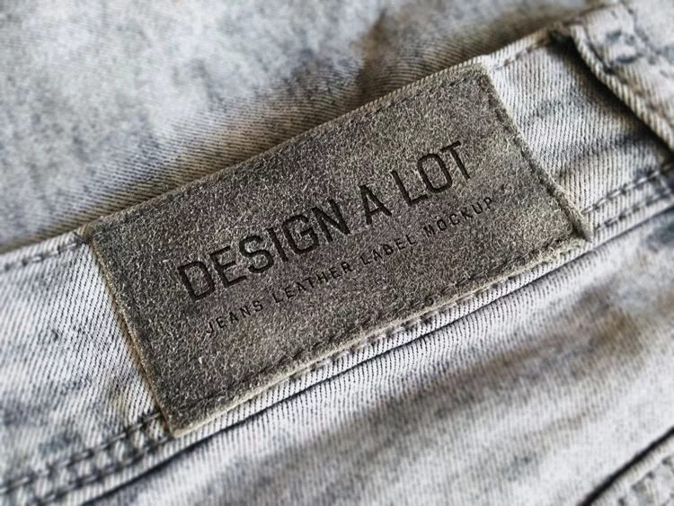 Free Realistic Jeans Label PSD Mockup