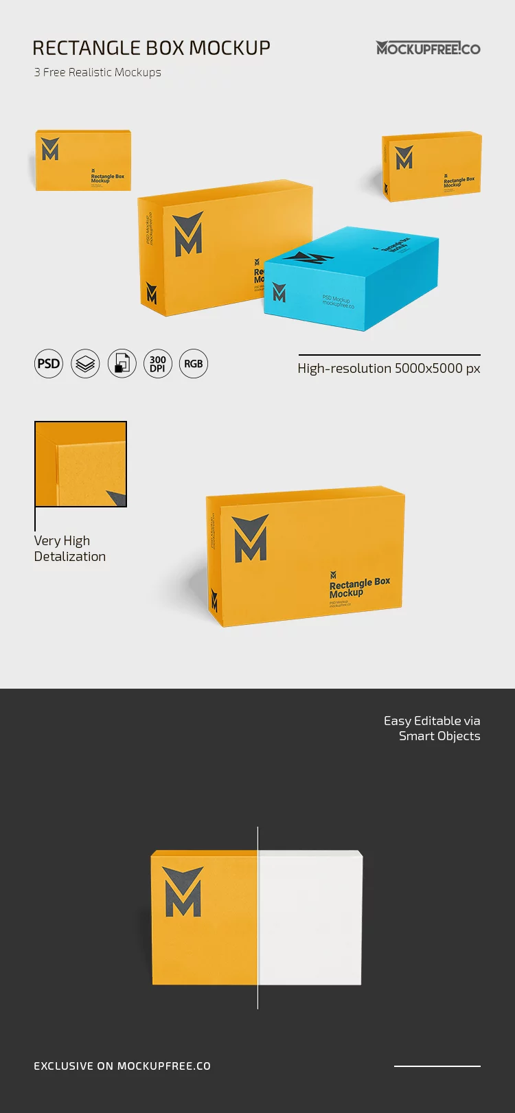 Free Rectangle Box PSD Mockup