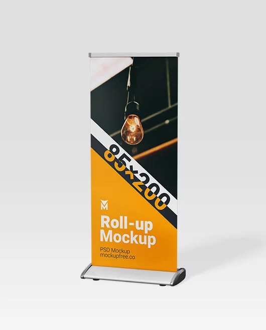Free Roll-Up PSD Mockup 85×200