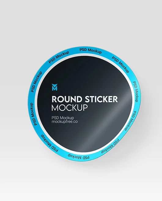Free Round Sticker PSD Mockup