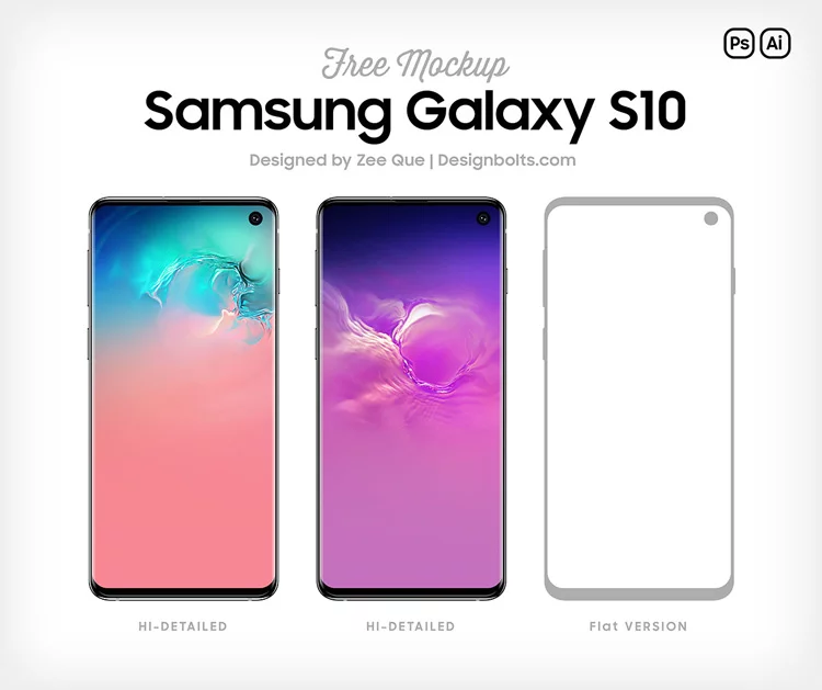 Free Samsung Galaxy S10 Mockup PSD & Ai