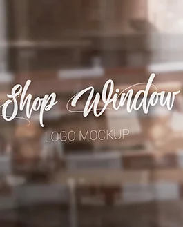 Free Shop Window Logo PSD MockUp in 4k