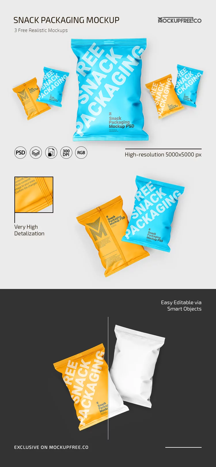 Free Snack Packaging Mockup PSD