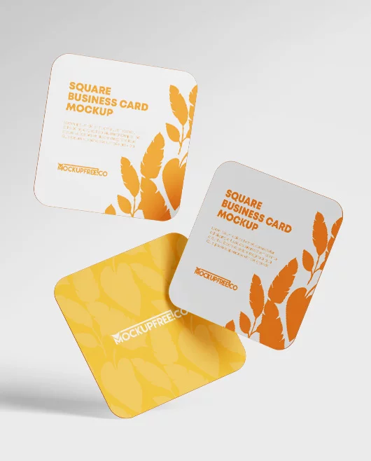Free Square Business Cards PSD Mockups