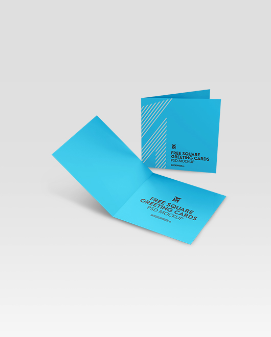 Free Square Greeting Cards PSD Mockup Set for Photoshop