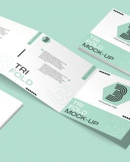 Free Square Trifold Brochure PSD Mockup - Mockupfree.co