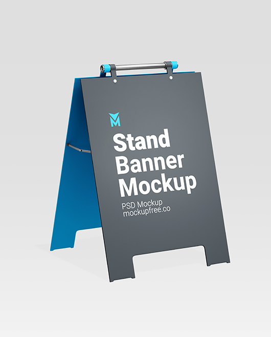 Free Stand Banner Mockup Set in PSD Format for Photoshop