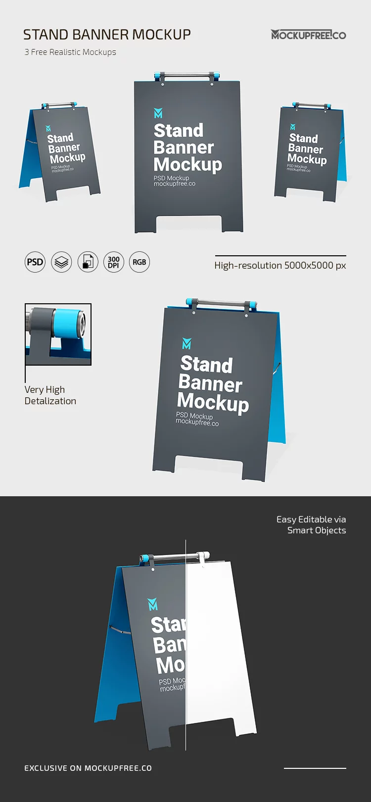 Free Stand Banner PSD Mockup