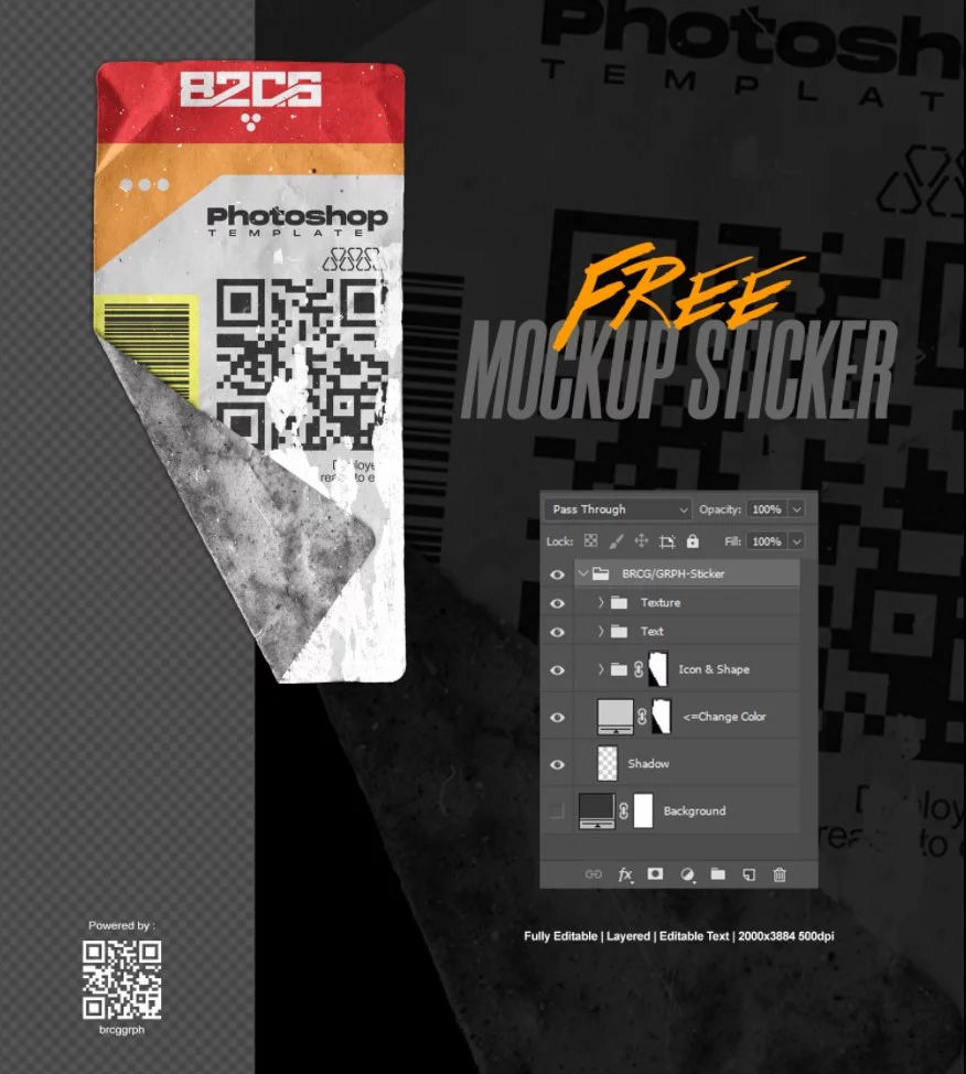 Free Sticker Mockup PSD Template