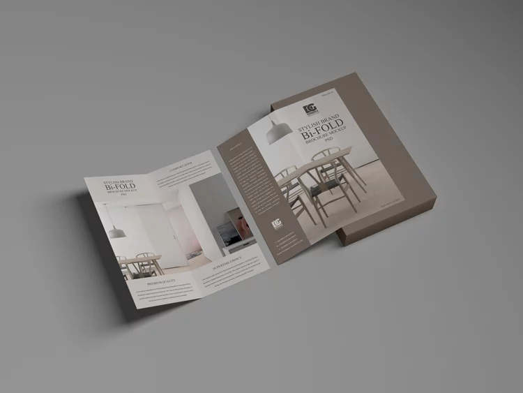 Free Stylish Brand Bi-Fold Brochure Mockup PSD 2019