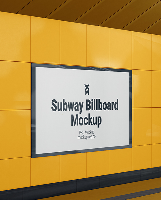 Free Subway Billboard PSD Mockup Pack for Photoshop