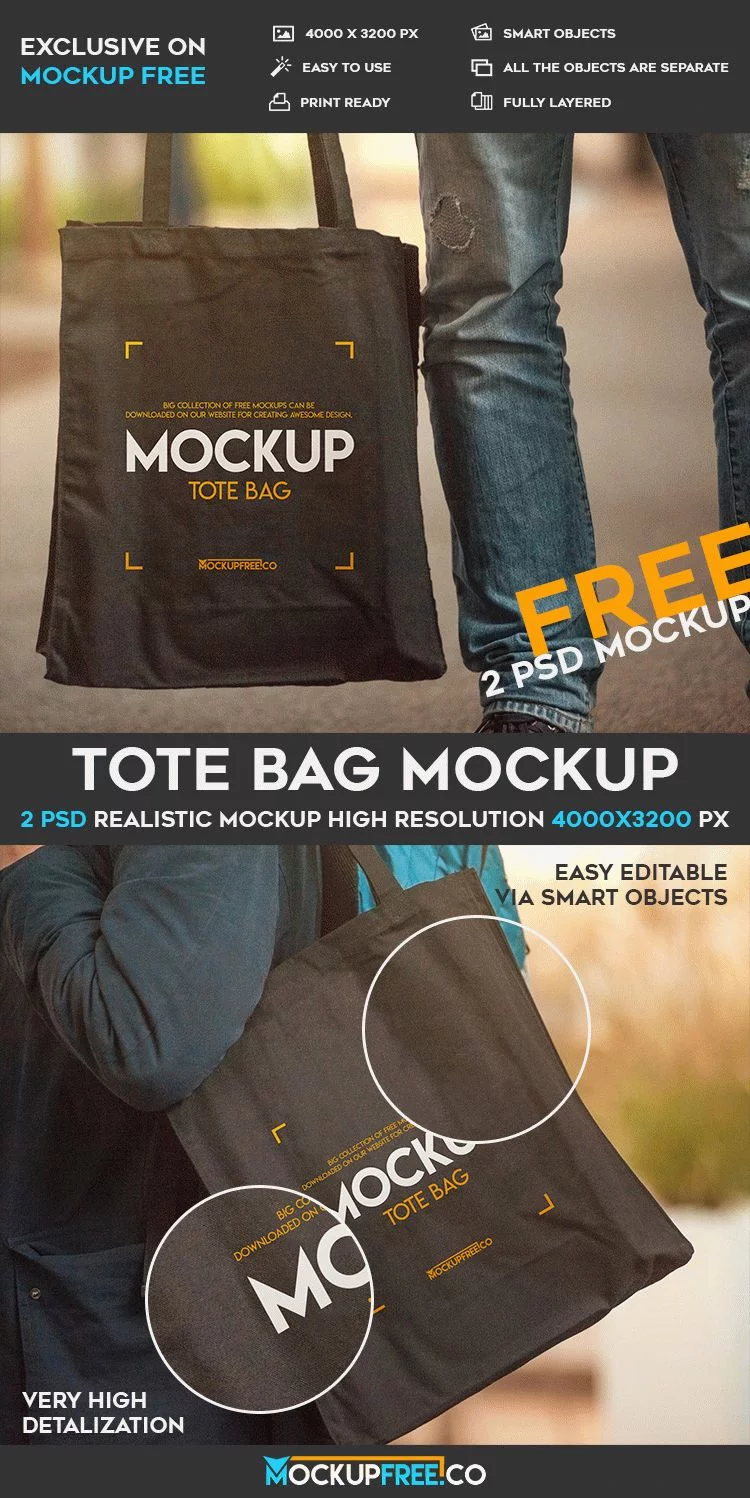 Free Tote Bag Mockup PSD